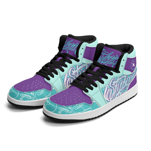 Metari 6T7 High Top Snekonz feat Stykonz Turquoise Mix Script | Hip Hop Streetwear Kicks - Stykonz Graffiti Streetwear